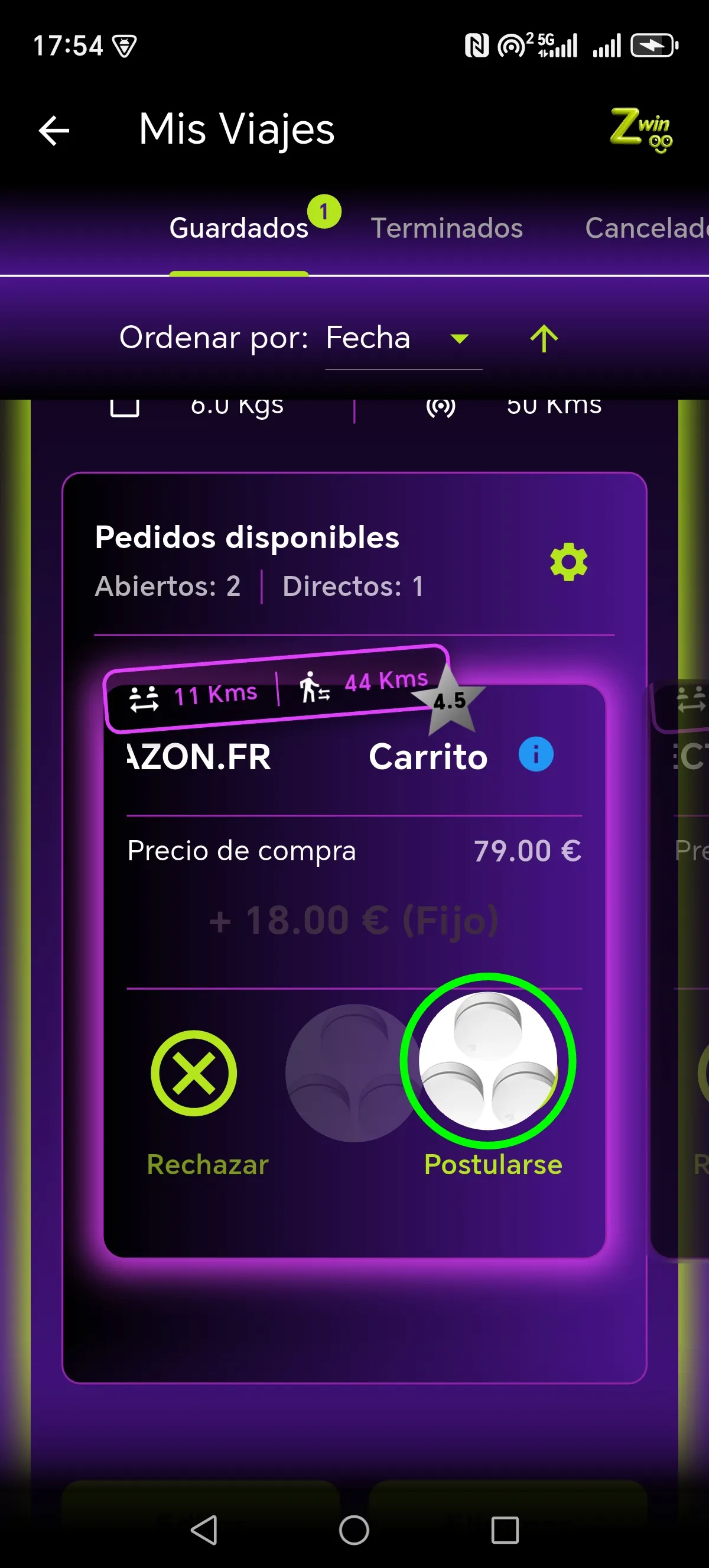 Pantalla Zwinoo funciones 1