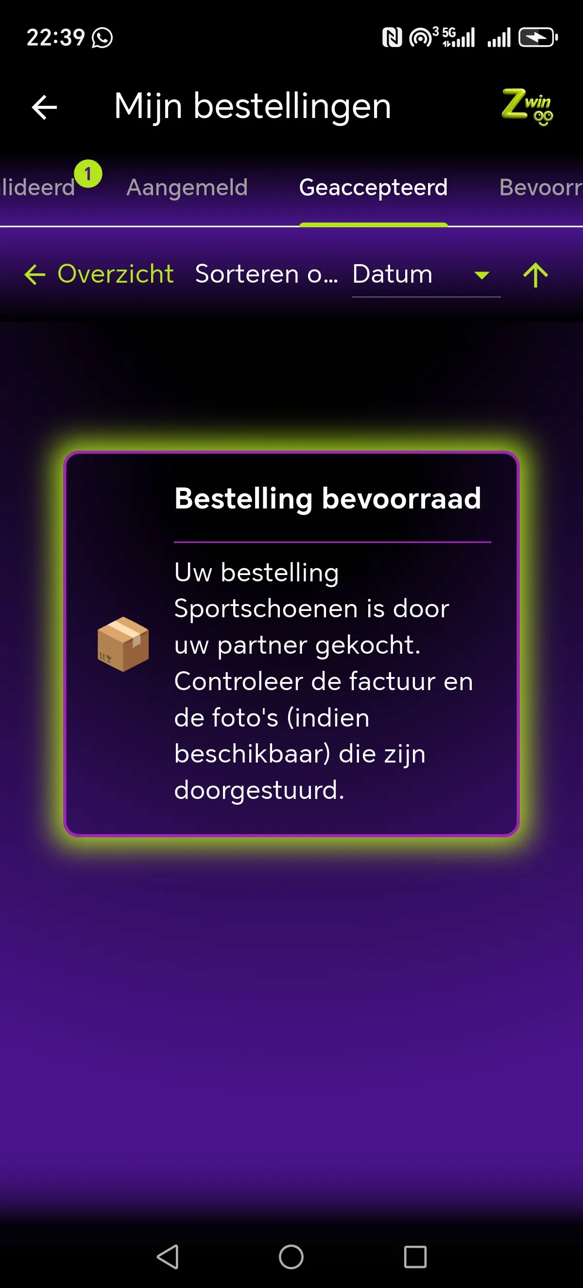 Zwinoo functies scherm 2