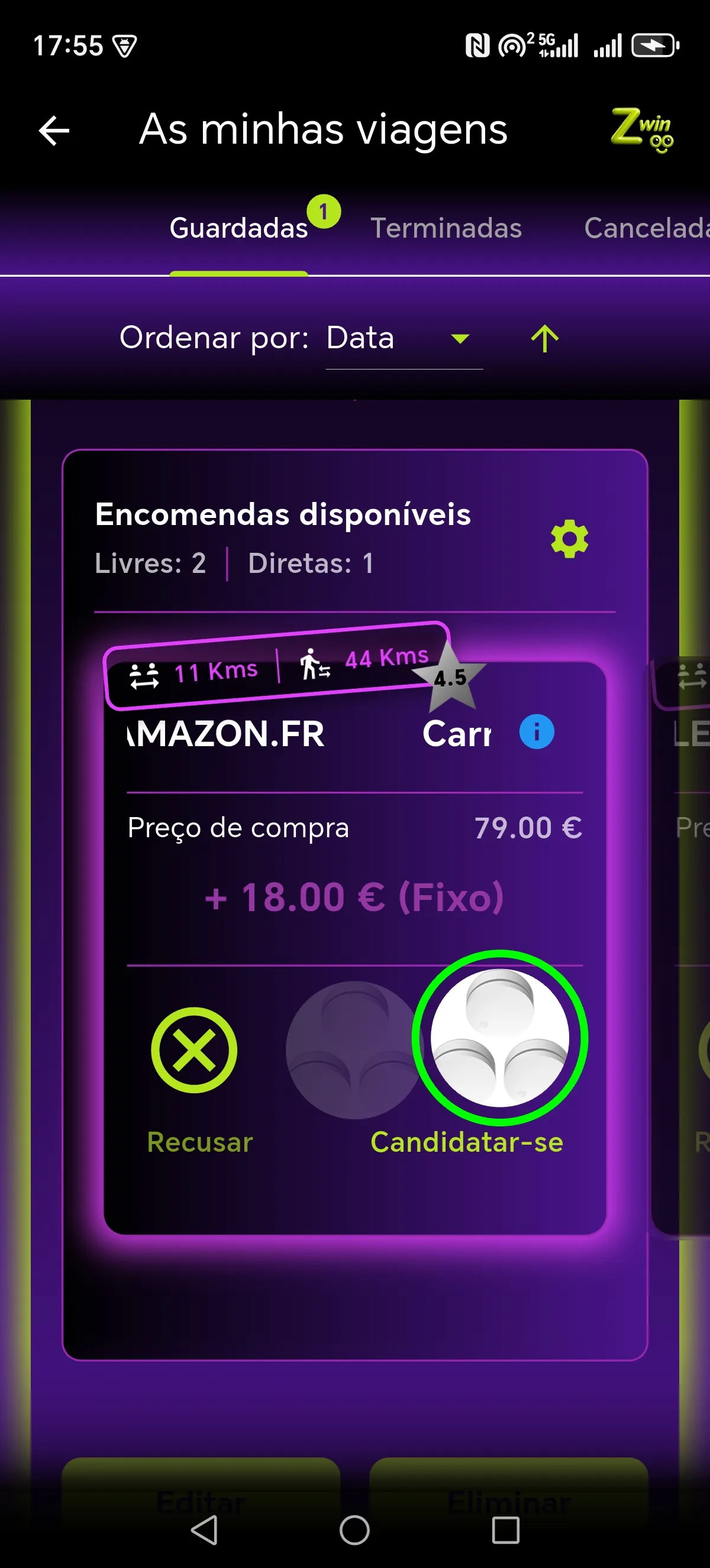 Ecrã Zwinoo funcionalidades 1