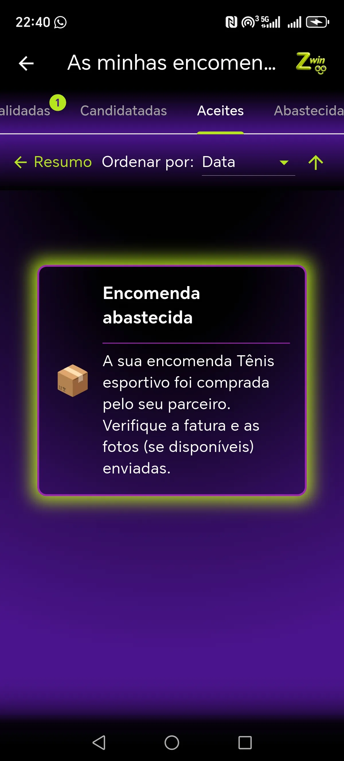 Ecrã Zwinoo funcionalidades 2