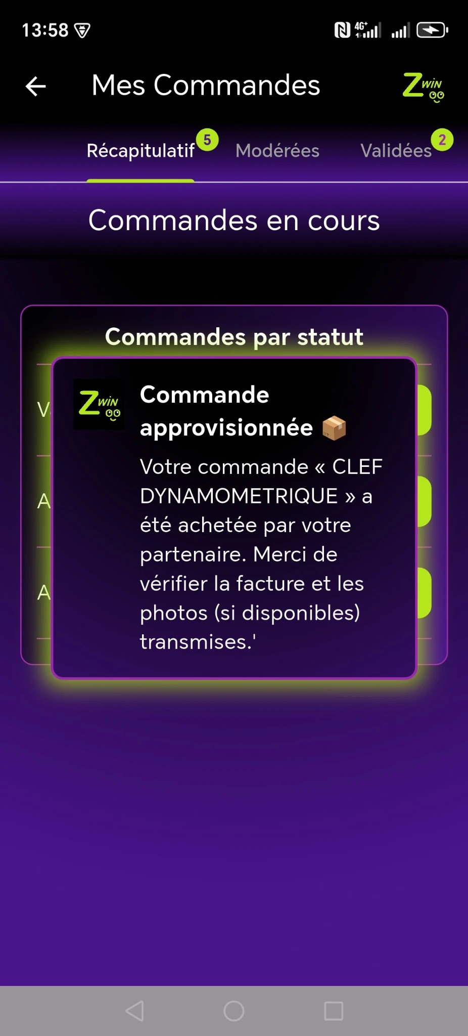 Écran Zwinoo fonctionnalités 2